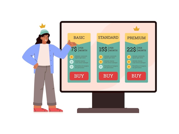 Three pricing plan cards laid out